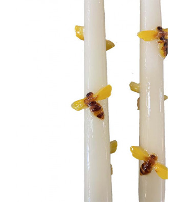 Set 2 long candles with bees application 25cm - nardini supplies