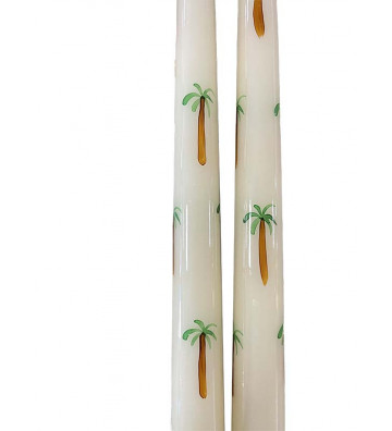 Set 2 long ivory candles with palm design 25cm - nardini supplies