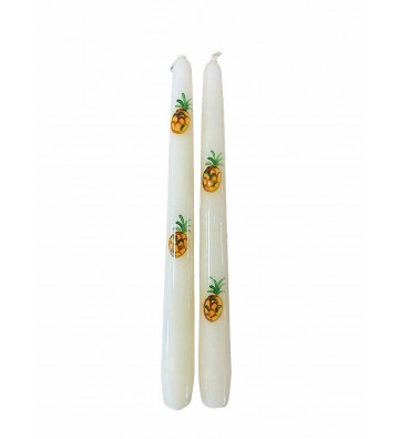Set 2 long ivory candles with pineapple design 25cm - nardini supplies