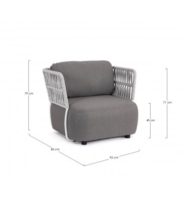 Armchair with rope braid and seat with padding - Lace - Nardini Forniture