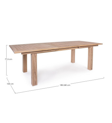 Rectangular extendable dining table in Teak Maryland 180/240x100cm - Nipple - Nardini Forniture