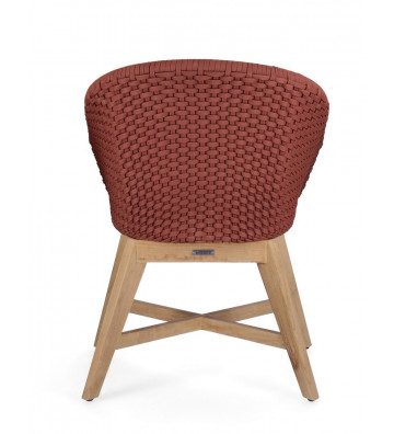 Teak outdoor chair with brick red braid - Toothbrush - Nardini Forniture