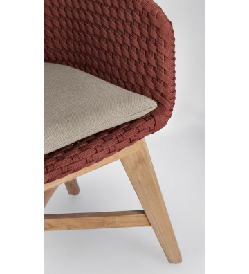 Teak outdoor chair with brick red braid - Toothbrush - Nardini Forniture