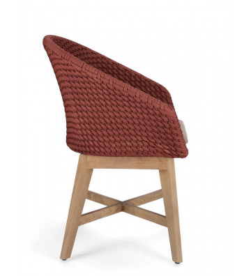 Teak outdoor chair with brick red braid - Toothbrush - Nardini Forniture