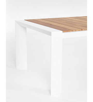 Extendable table in white aluminium and teak top - Bizzotto - Nardini Forniture