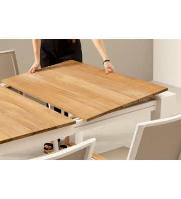 Tavolo allungabile in alluminio bianco e piano in teak - Bizzotto - Nardini Forniture