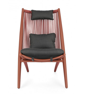 Loungue armchair with terracotta strings - Bizzotto - Nardini Forniture