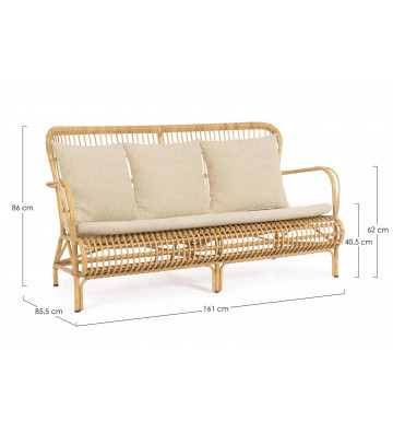 Sofa 3 places rattan effect and removable cushions - Nipple - Nardini Forniture