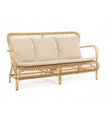 Sofa 3 places rattan effect and removable cushions - Nipple - Nardini Forniture