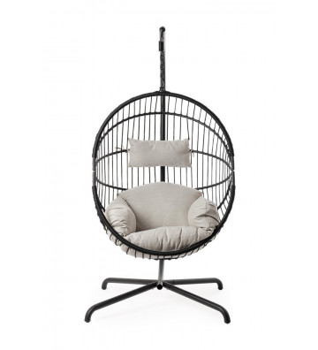 Hanging armchair for black steel exterior and ropes - Bizzotto - Nardini Forniture