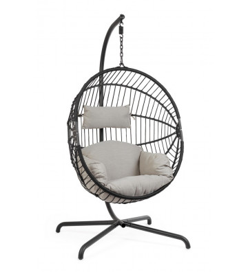 Hanging armchair for black steel exterior and ropes - Bizzotto - Nardini Forniture