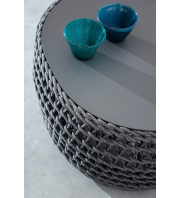Tavolino da fumo in alluminio antracite e intreccio di corde - Bizzotto - Nardini Forniture