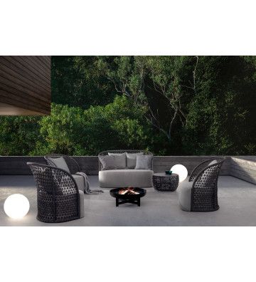 Coffee table in anthracite aluminum and woven ropes - Bizzotto - Nardini Forniture