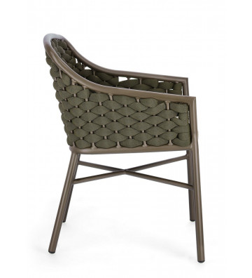 Sedia verde oliva con intreccio corde e cuscino sfoderabile - Bizzotto - Nardini Fonrniture