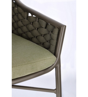 Sedia verde oliva con intreccio corde e cuscino sfoderabile - Bizzotto - Nardini Fonrniture