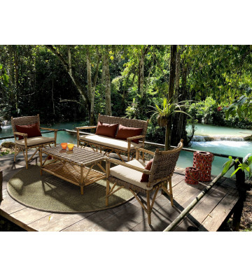 Rattan outdoor armchair in kubu braid - Lace - Nardini Forniture