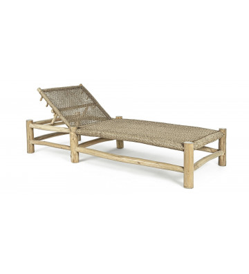 Reclining cot in teak branches and synthetic fiber braid - Lace - Nardini Forniture