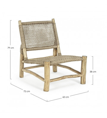 Exterior armchair in teak branches and synthetic fiber braid - Lace - Nardini Forniture