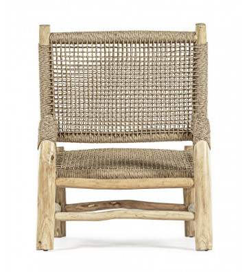 Exterior armchair in teak branches and synthetic fiber braid - Lace - Nardini Forniture