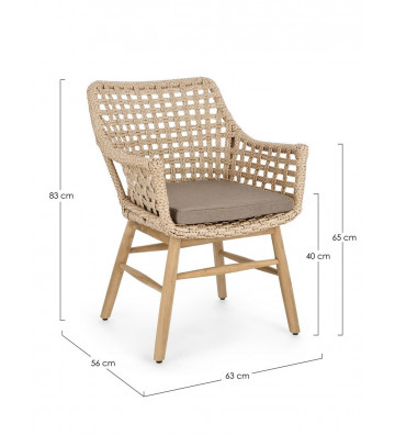 Chair with wooden armrests and synthetic fiber - Lace - Nardini Forniture