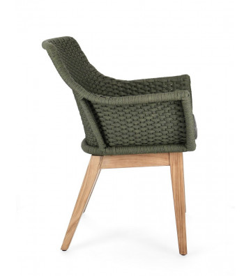 Chair with armrests and lace in green rope - Lace - Nardini Forniture