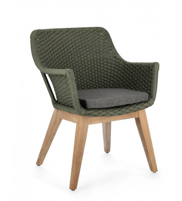 Chair with armrests and lace in green rope - Lace - Nardini Forniture