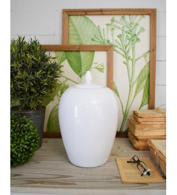 Vaso con tappo in ceramica bianca  - Nardini Forniture