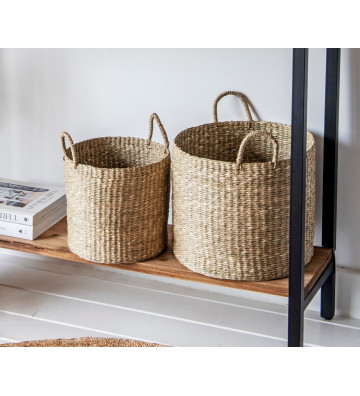 Woven natural fiber basket with handles Ø35cm - Andrea House - Nardini Forniture