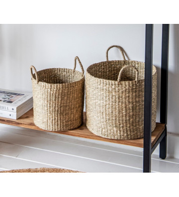 Woven natural fiber basket with handles Ø26cm - Andrea House - Nardini Forniture