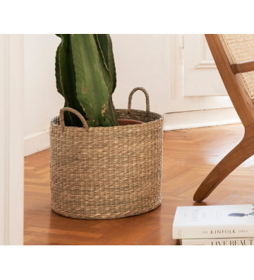 Woven natural fiber basket with handles Ø26cm - Andrea House - Nardini Forniture