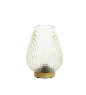 Led table lamp in light green glass and gold base - Light & Living - Nardini Forniture