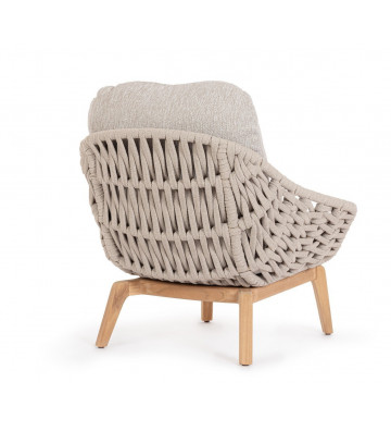 Outdoor armchair with braided rope and teak wood legs - Andrea Bizzotto - Nardini Forniture