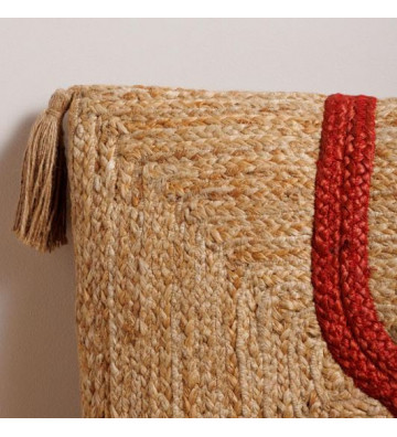 Bearing in natural beige and red jute with fringes 50x50cm - Chehoma - Nardini Forniture