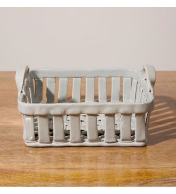 Grey ceramic square basket - Chehoma - Nardini Forniture