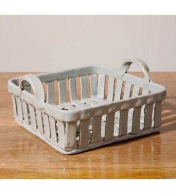 Grey ceramic square basket - Chehoma - Nardini Forniture