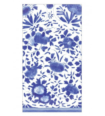 Set 15 tovaglioli in carta da pranzo fantasia fiori blu e bianco - Caspari - Nardini Forniture