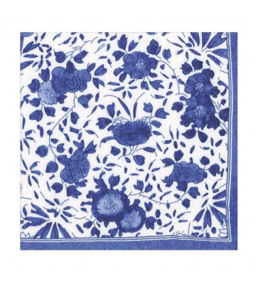 Set 20 tovaglioli in carta da pranzo fantasia fiori blu e bianco - Caspari - Nardini Forniture