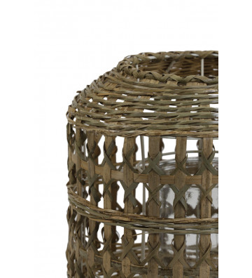 Oval bamboo candle holder