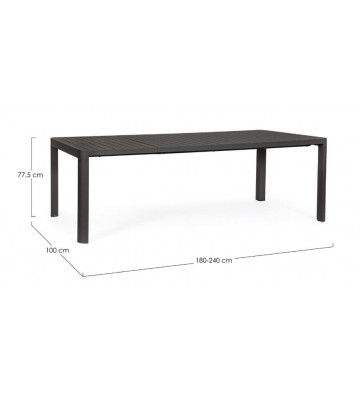 Extensible dining table for anthracite exterior 180/240x100cm - Andrea Bizzotto - Nardini Forniture