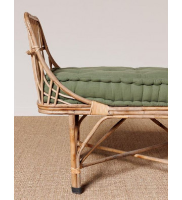 Panca in rattan naturale con cuscino verde - Chehoma - Nardini Forniture