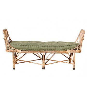 Natural rattan bench with green cushion - Chehoma - Nardini Forniture