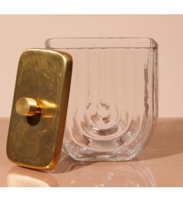 Porta cotone in vetro con coperchio oro - Chehoma - Nardini Forniture