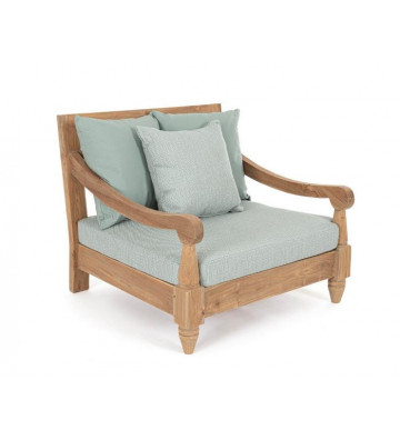 Antique teak armchair and blue cushions 90x90x81h - Andrea Bizzotto - Nardini Forniture