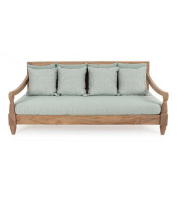 Daybed in teak anticato e cuscini azzurro 190x112x81h - Andrea Bizzotto - Nardini Forniture