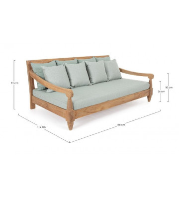 Daybed in antiqued teak and blue cushions 190x112x81h - Andrea Bizzotto - Nardini Forniture