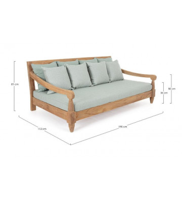 Daybed in teak anticato e cuscini azzurro 190x112x81h - Andrea Bizzotto - Nardini Forniture