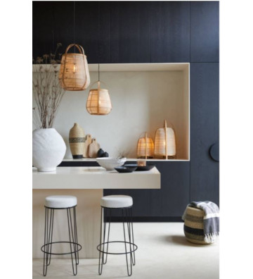 Hanging lamp in bamboo and linen Ø42x59cm - Light & Living - Nardini Forniture