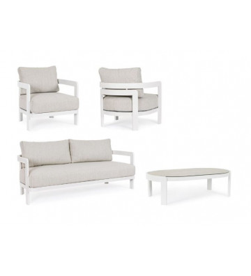 Set outdoor living room in rope 2 armchairs + sofa + smoke table - Nipple - Nardini Forniture