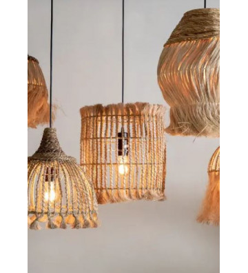 Suspension lamp with natural fiber fringes - Nardini Forniture