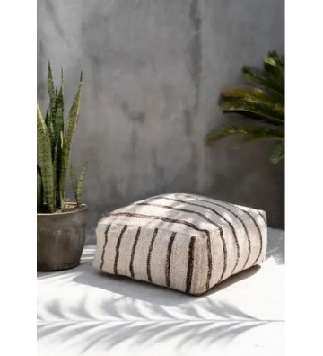 White and brown striped cotton ottoman - Nardini Forniture